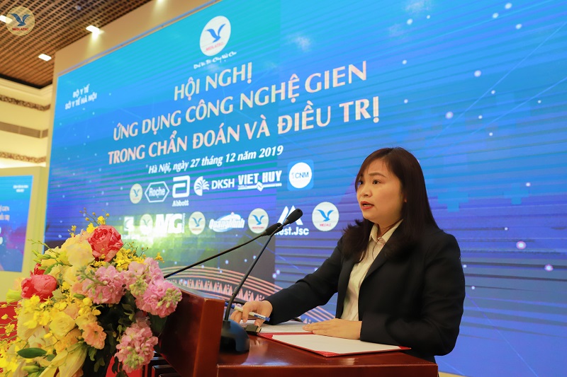 ThS.BS Nguyễn Thị Kim Len - Giám đốc BV Đa khoa MEDLATEC báo cáo, phát biểu tại Hội nghị khoa học của BV tổ chức. Ảnh tư liệu.