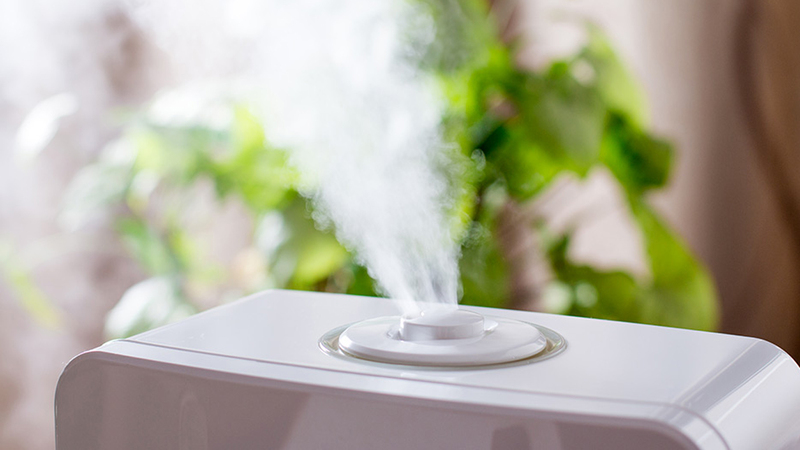 Dùng máy tạo ẩm giúp không khí bớt khô và bớt gây kích thích cho amidan