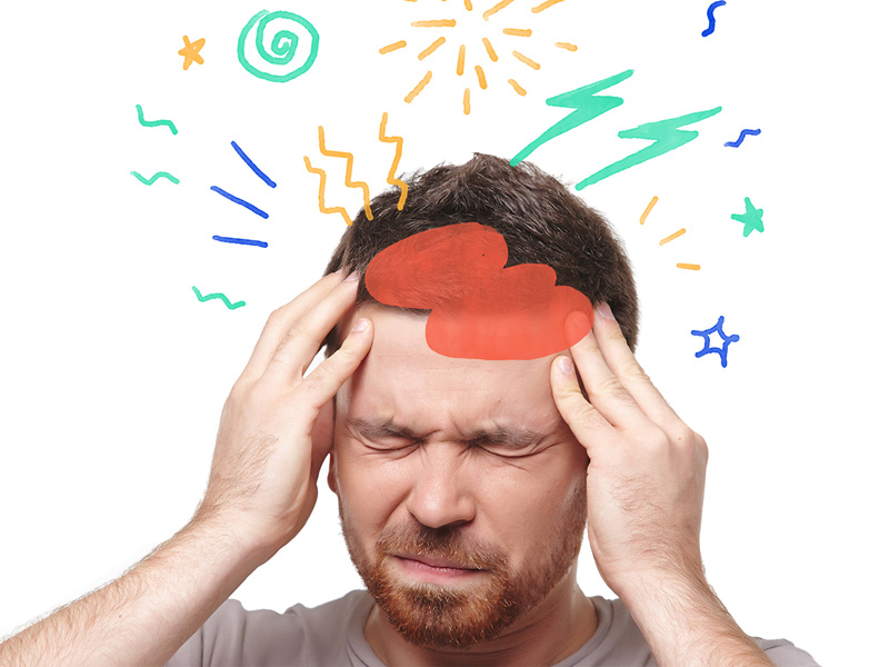 Người bị đau đầu do căng thẳng hay cảm thấy trong não của mình có tiếng gõ