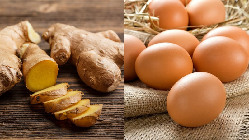 Kết hợp gừng và trứng gà sẽ giúp thuyên giảm các biểu hiện của bệnh huyết áp thấp