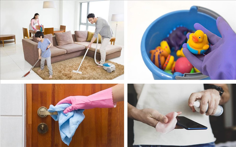 Vệ sinh nhà cửa, rửa sạch đồ chơi là biện pháp phòng chân tay miệng và các bệnh truyền nhiễm khác