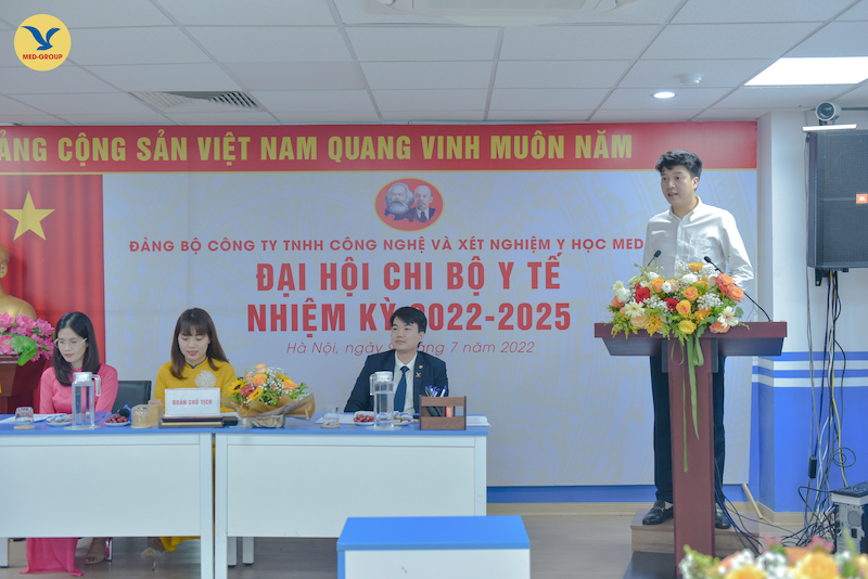 Đồng chí Nguyễn Trí Anh - Bí thư Đảng bộ MEDLATEC phát biểu chỉ đạo trong nhiệm kỳ mới 2022 - 2025.