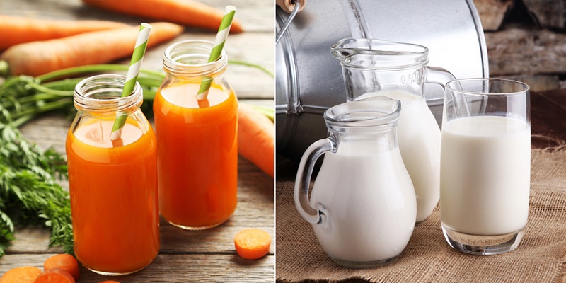 Kết hợp cà rốt và sữa tươi là một cách làm trắng da mặt nhanh và an toàn