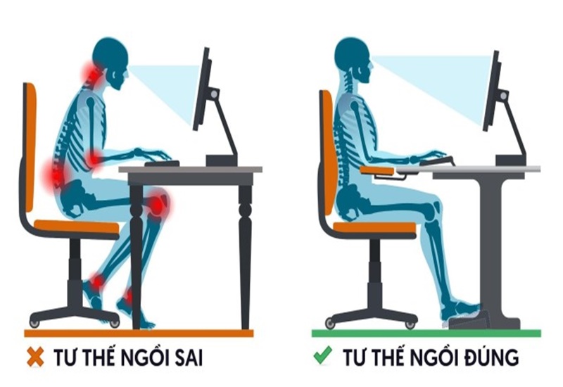 Ngồi làm việc không đúng tư thế gây hại cho xương khớp