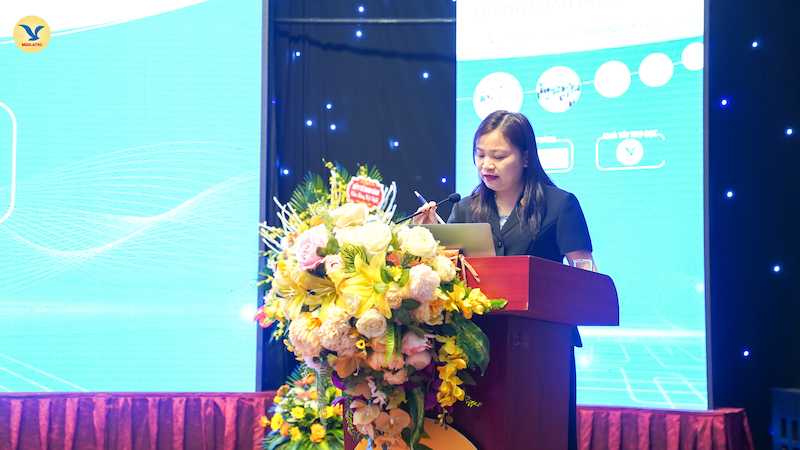 ThS.BS Nguyễn Thị Kim Len - Phó Tổng Giám đốc phụ trách chuyên môn Hệ thống Y tế MEDLATEC phát biểu khai mạc hội nghị