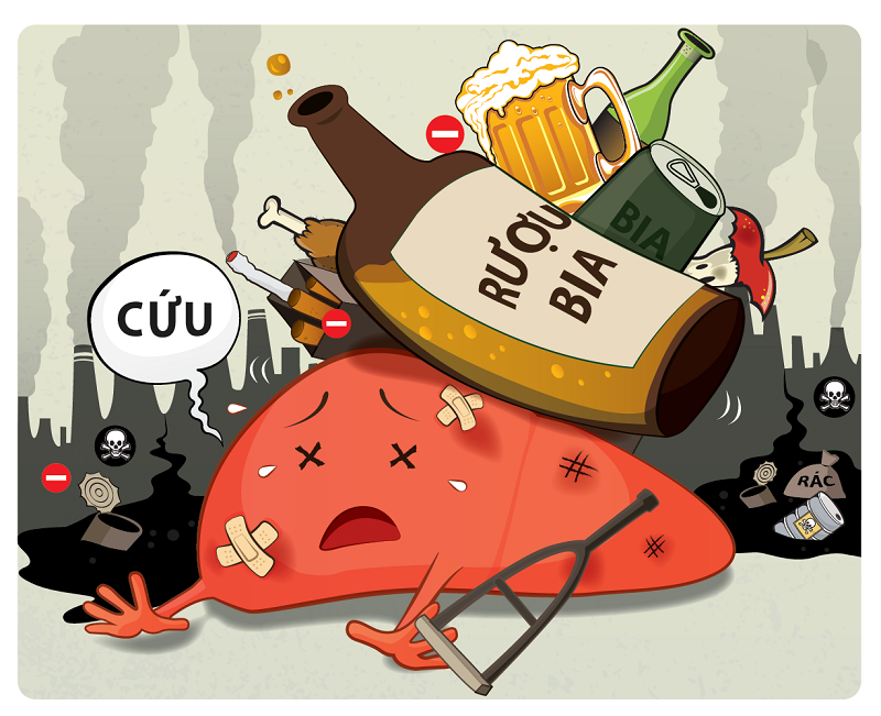 Rượu, bia, thuốc lá là những yếu tố nguy hại cho gan