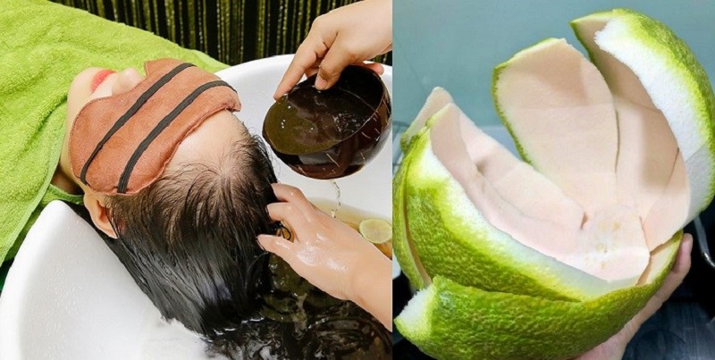 Gội đầu bằng nước nấu từ vỏ bưởi là cách giảm rụng tóc dễ và an toàn