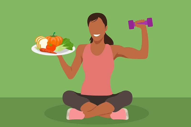 Thay đổi chế độ sinh hoạt, dinh dưỡng lành mạnh để cải thiện sức khỏe, giúp giảm cơn đau bụng kinh