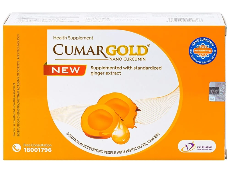 Viên uống CumarGold Nano Curcumin CVI Pharma thích hợp cho người đau dạ dày, phụ nữ sau sinh,… 