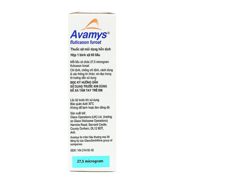Một số thông tin về thuốc xịt mũi Avamys do nhà sản xuất cung cấp