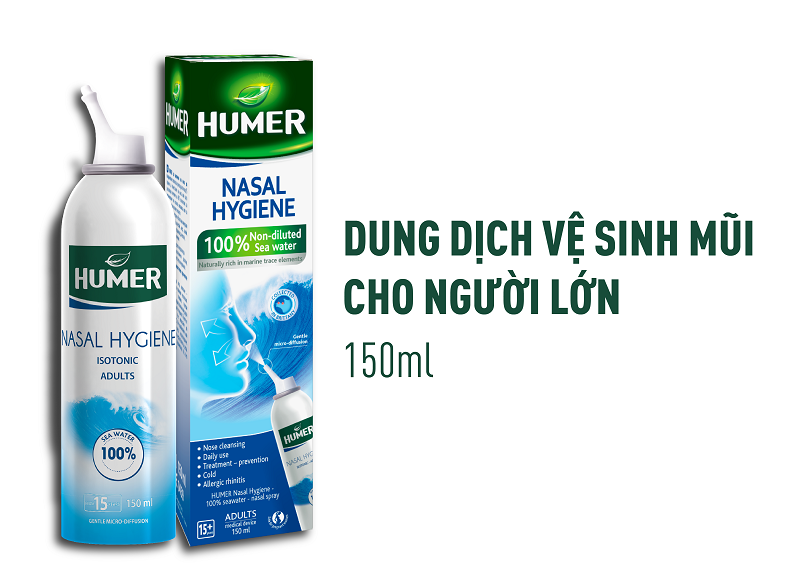Xịt mũi Humer 150 Nose Hygiene Urgo - sản phẩm vệ sinh mũi dành cho độ tuổi từ 15 trở lên