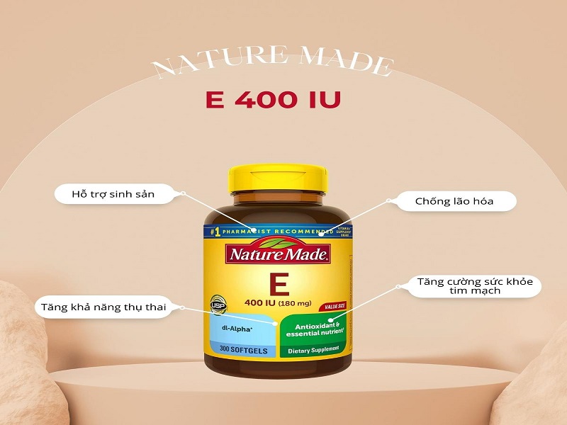 Một số công dụng của vitamin E Nature Made 400 IU 