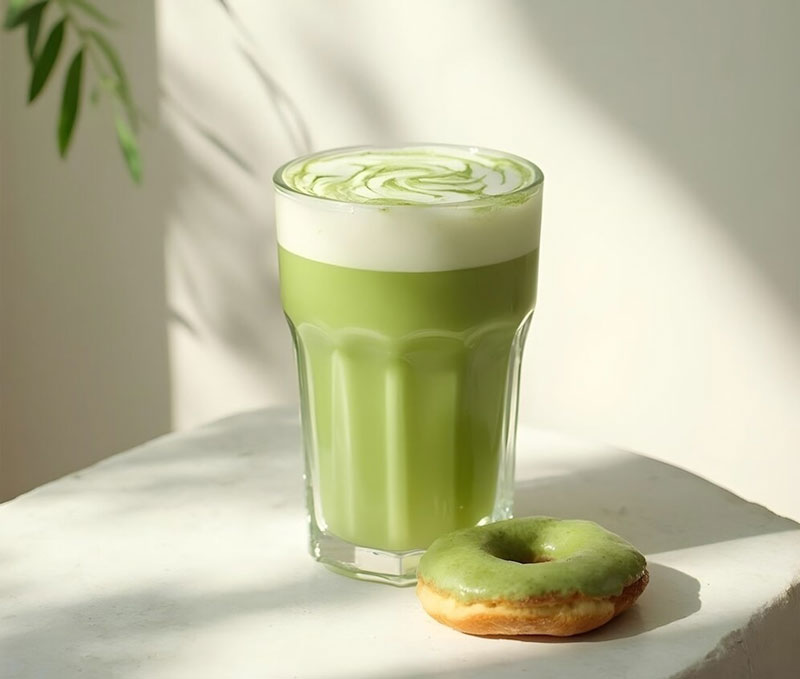 Matcha macchiato thơm béo từ bột trà và kem sữa