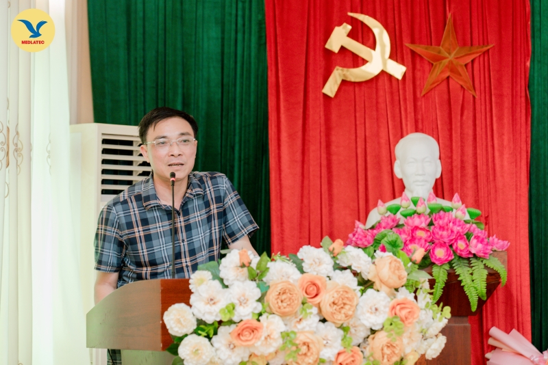 BS Nguyễn Văn Thu - Phó Giám đốc Trung tâm Y tế thành phố Chí Linh phát biểu khai mạc chương trình 