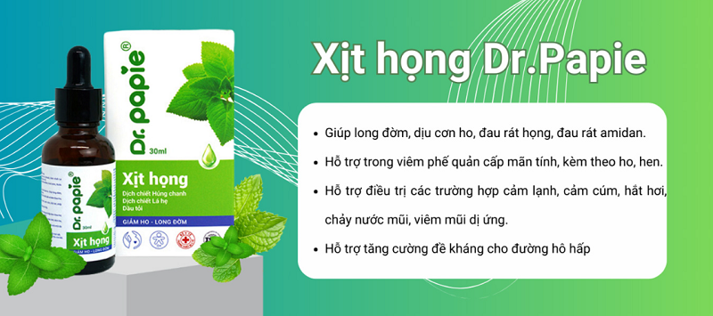 Những công dụng chính của xịt họng Dr. Papie