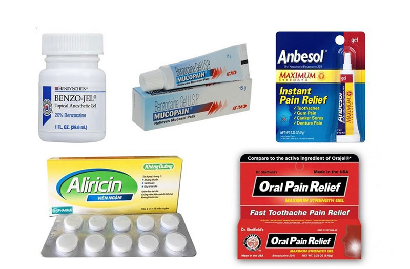 Một số sản phẩm Benzocaine giúp gây tê tại chỗ 