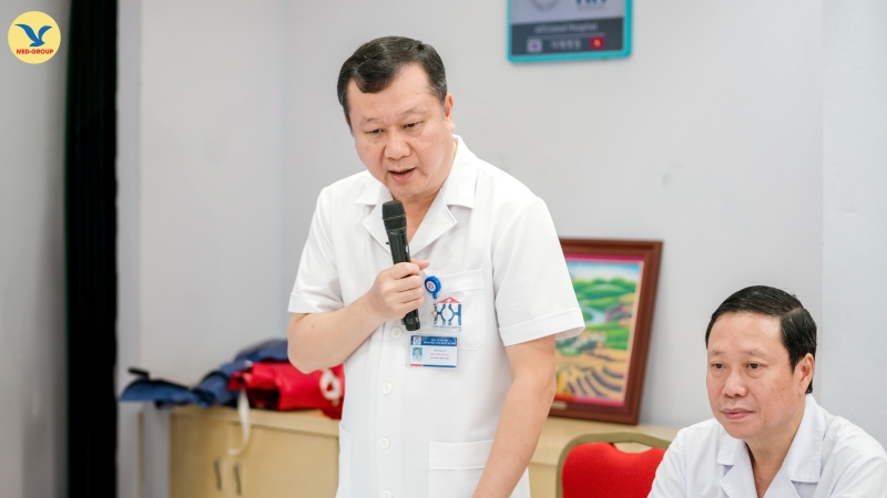 TS.BS Bùi Vinh Quang - Bí thư Đảng ủy, Giám đốc Bệnh viện Ung bướu phát biểu 