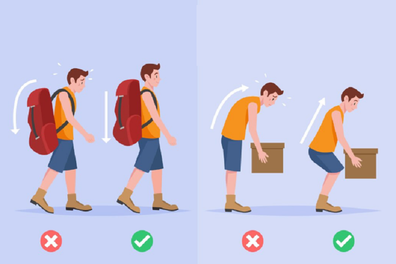 Mang vật nặng sai tư thế có thể gây rách cơ