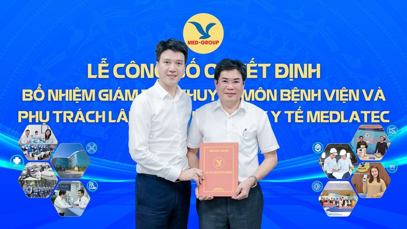 TS. Nguyễn Trí Anh - Tổng Giám đốc tập đoàn trao quyết định bổ nhiệm PGS.TS Phạm Đình Đài giữ chức vụ Giám đốc Bệnh viện Đa khoa MEDLATEC