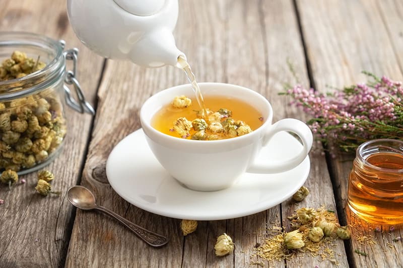 Trà hoa cúc là một trong những đáp án cho câu hỏi người già mất ngủ nên uống gì