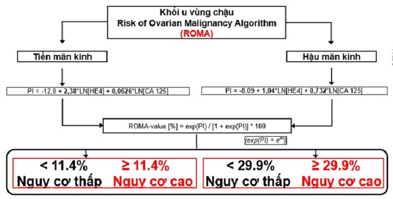 Sơ đồ đánh giá chỉ số ROMA ở bệnh nhân có khối u vùng chậu 