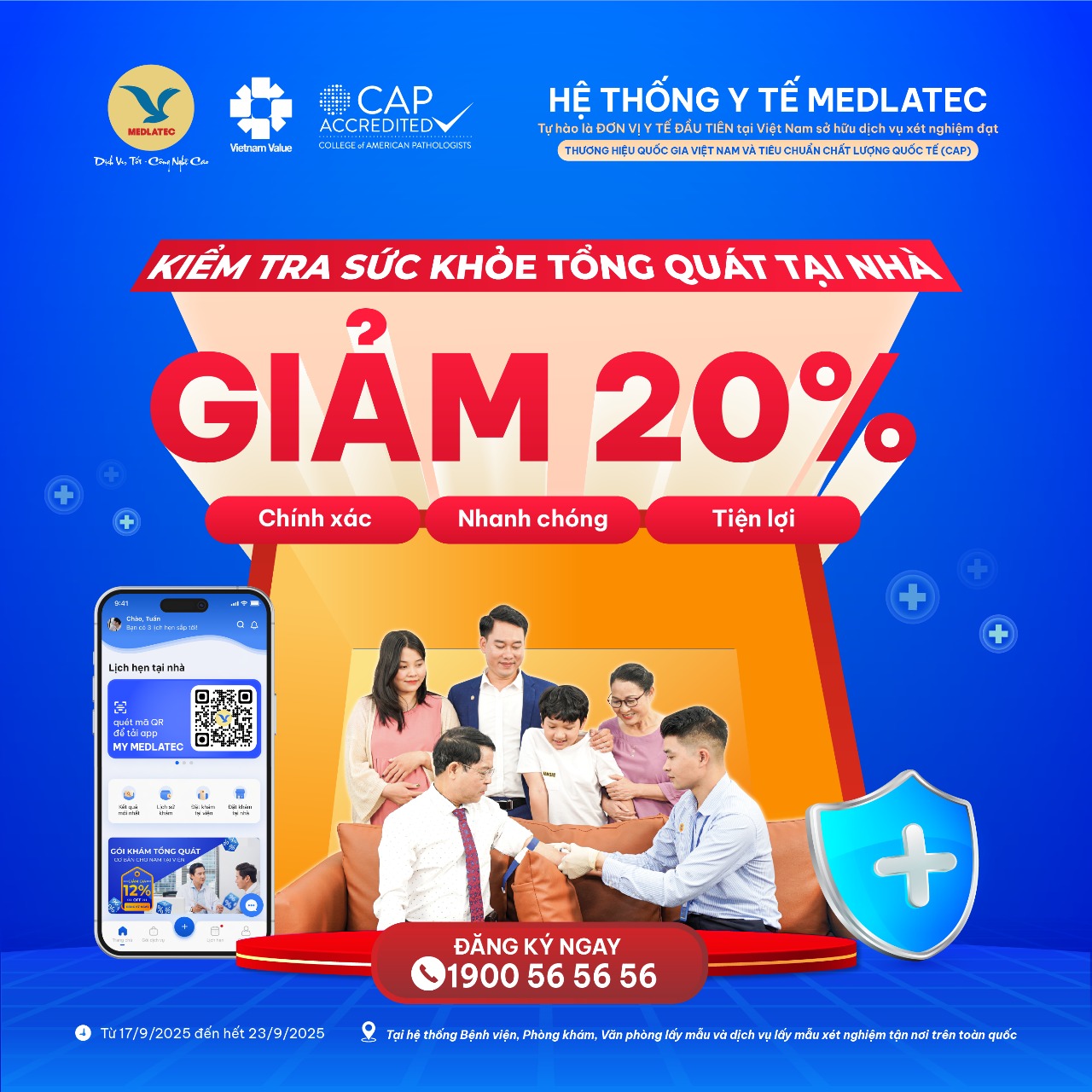 MEDLATEC giảm 20% chi phí Gói xét nghiệm kiểm tra sức khỏe tổng quát tại nhà 
