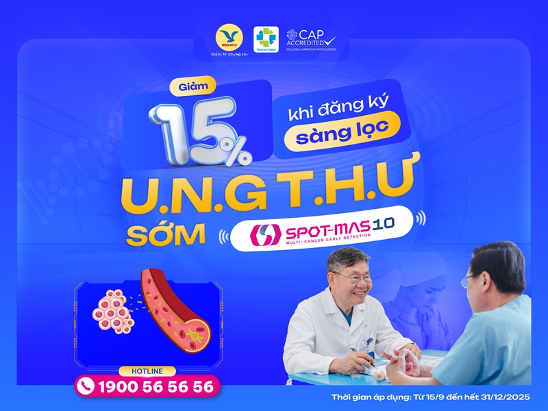 MEDLATEC giảm 15% khi người dân đăng ký gói xét nghiệm SPOT-MAS 10 