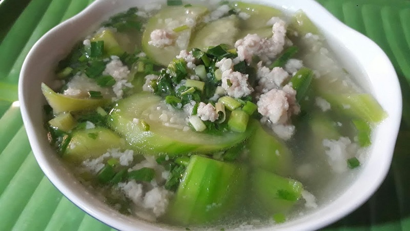 Canh mướp thịt băm tốt cho hệ tiêu hóa của mẹ bầu