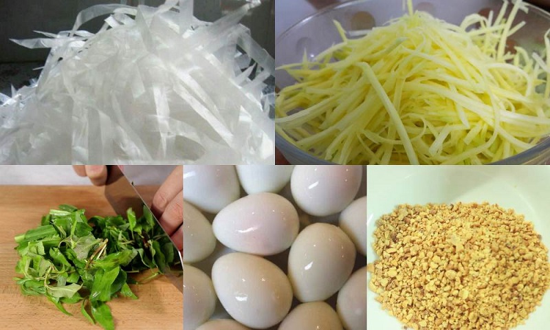 Bánh tráng trộn là món ăn cần kết hợp nhiều loại nguyên liệu