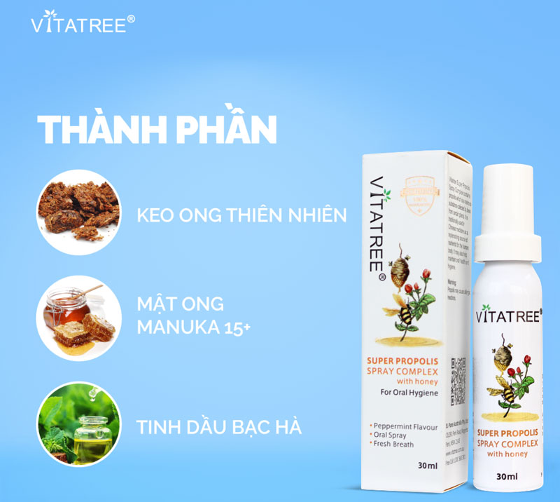 Thuốc xịt họng Vitatree Super Propolis Spray Complex