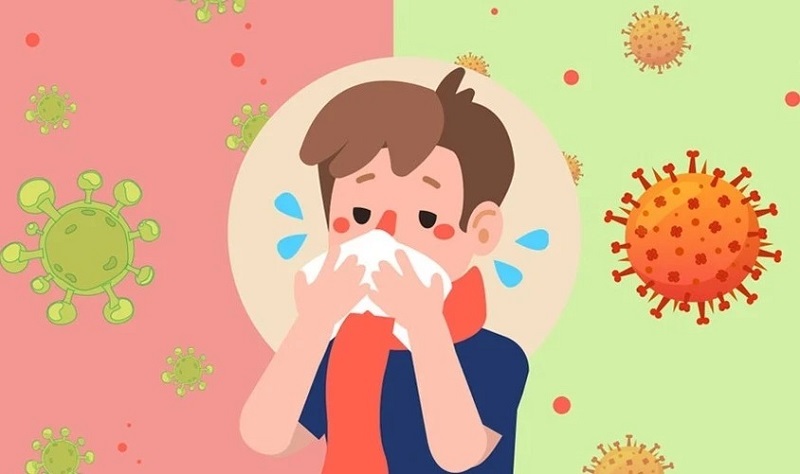 Virus cúm dễ lây lan khi người bệnh ho, hắt hơi. Ảnh nguồn Internet