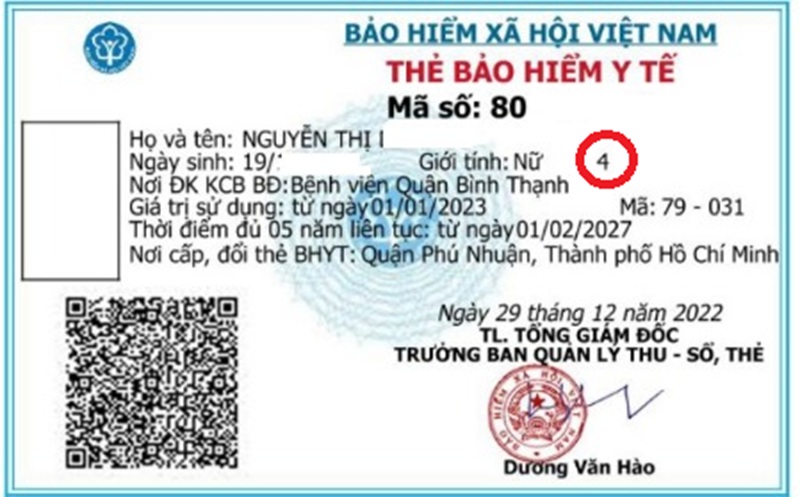 Thẻ BHYT có ký hiệu số 4 (khoanh tròn đỏ) được chi trả 80% chi phí KCB thuộc phạm vi chi trả BHYT