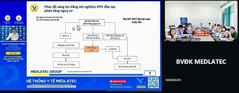 Chuyên gia của MEDLATEC tại đầu cầu Hà Nội kết nối với Trung tâm Y tế khu vực Bình Minh (tỉnh Vĩnh Long)
