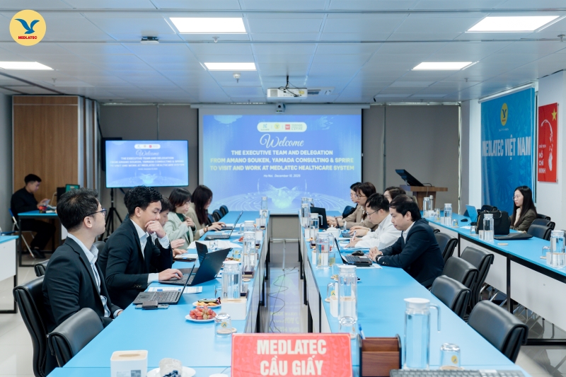 Toàn cảnh buổi làm việc giữa Hệ thống Y tế MEDLATEC và Amano Souken cùng đơn vị kết nối là Yamada Consulting & Spire Việt Nam