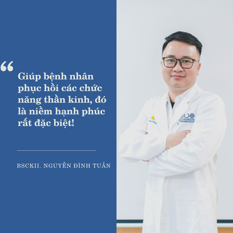 BSCKII. Nguyễn Đình Tuấn hiện là bác sĩ Chuyên khoa Thần kinh, Phó Giám đốc Bệnh viện Đa khoa MEDLATEC