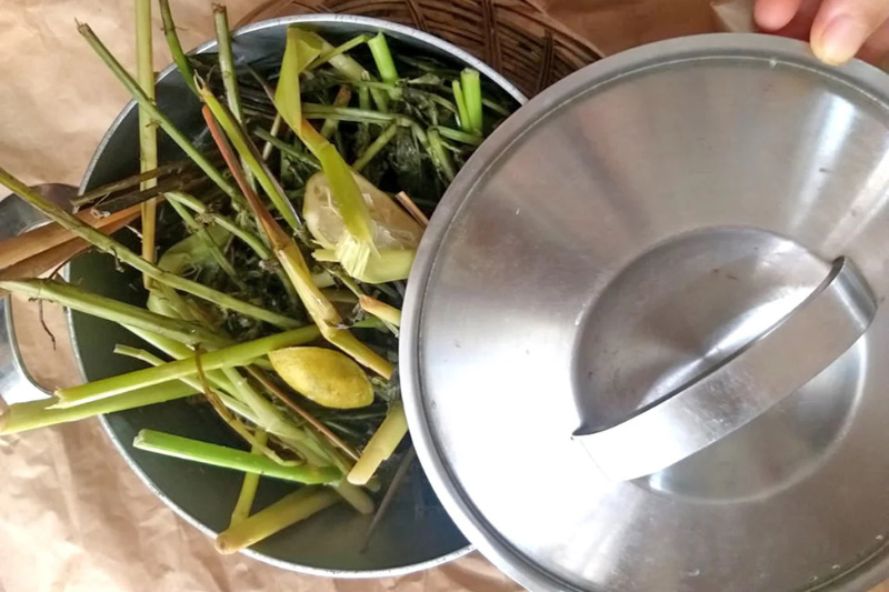 Dân gian thường dùng tía tô đất hãm nước uống hoặc xông khi bị đau họng, cảm nhẹ