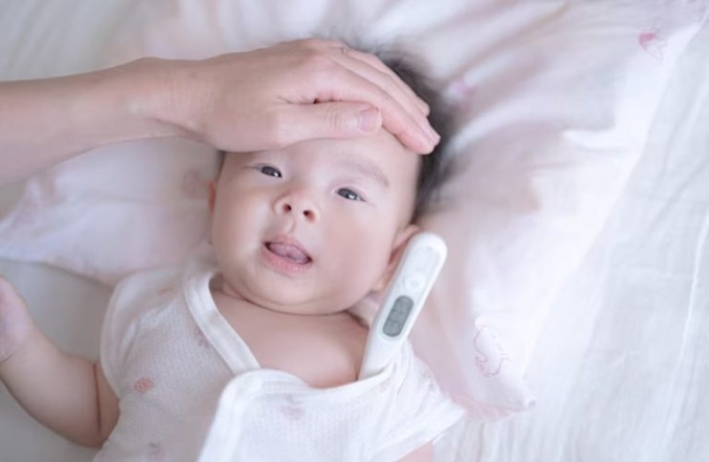 Nếu trẻ xuất hiện tình trạng sốt cao, phụ huynh cần đưa trẻ đi khám kịp thời 