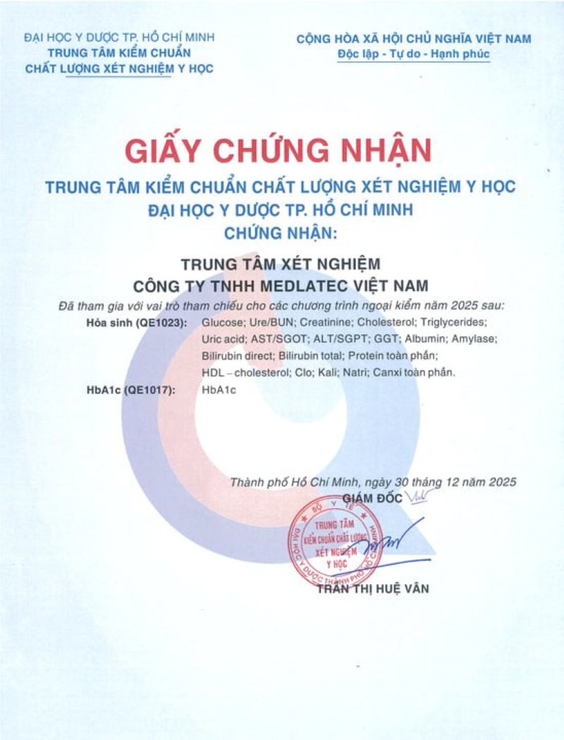 <a href='https://medlatec.vn/' title='Trung tâm Xét nghiệm'>Trung tâm Xét nghiệm</a> MEDLATEC duy trì vai trò phòng xét nghiệm tham chiếu trong các chương trình ngoại kiểm giai đoạn 2023 - 2025