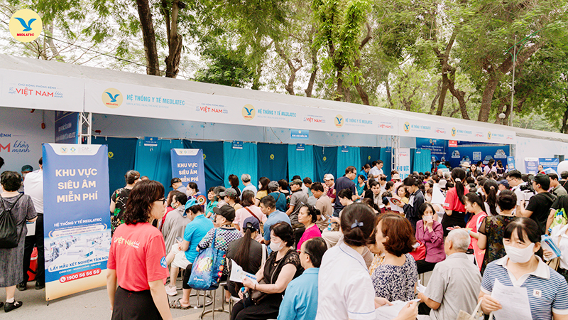 Đội ngũ y bác sĩ, kỹ thuật viên, điều dưỡng được huy động để phục vụ khoảng 2.000 người dân tham gia khám chữa bệnh