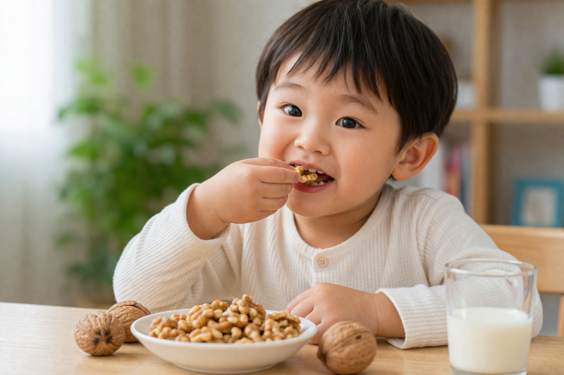 Trẻ nhỏ cần được giám sát khi ăn quả óc chó vì nguy cơ hóc