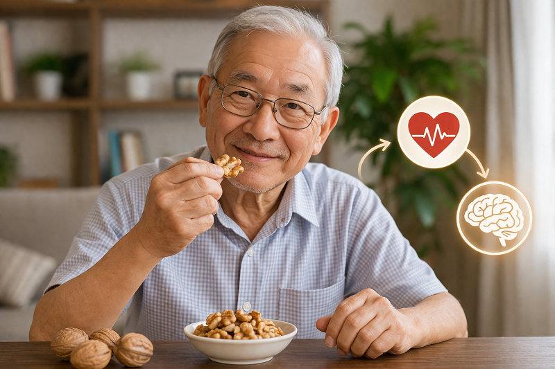 Người lớn tuổi là nhóm nên bổ sung quả óc chó để giảm nguy cơ bệnh tim mạch và tăng cường trí nhớ