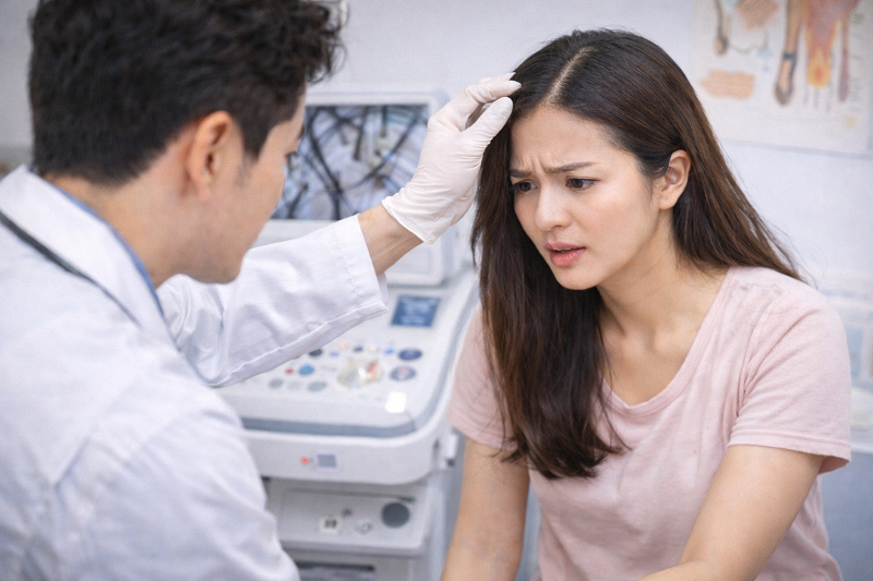 Người bị rụng tóc kéo dài cần được thăm khám để xác định nguyên nhân chính xác