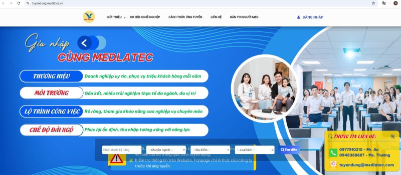 Website tuyển dụng chính thức của MEDLATEC