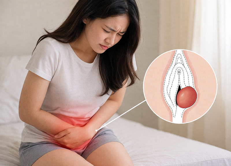 Áp xe Bartholin gây sưng đỏ, đau nhiều và có thể kèm sốt