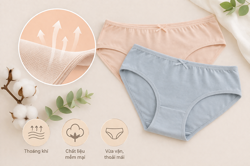 Chọn đồ lót thông thoáng, vừa vặn giúp giảm nguy cơ kích ứng vùng kín
