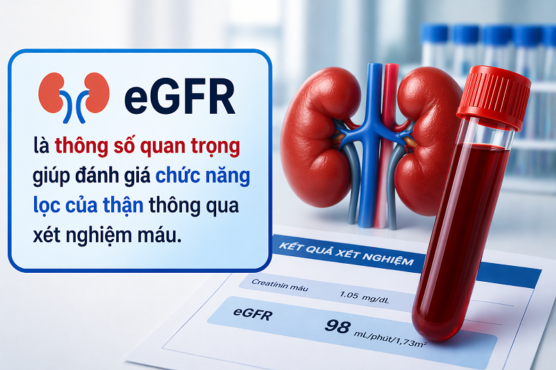 eGFR là thông số quan trọng giúp đánh giá chức năng lọc của thận thông qua xét nghiệm máu 