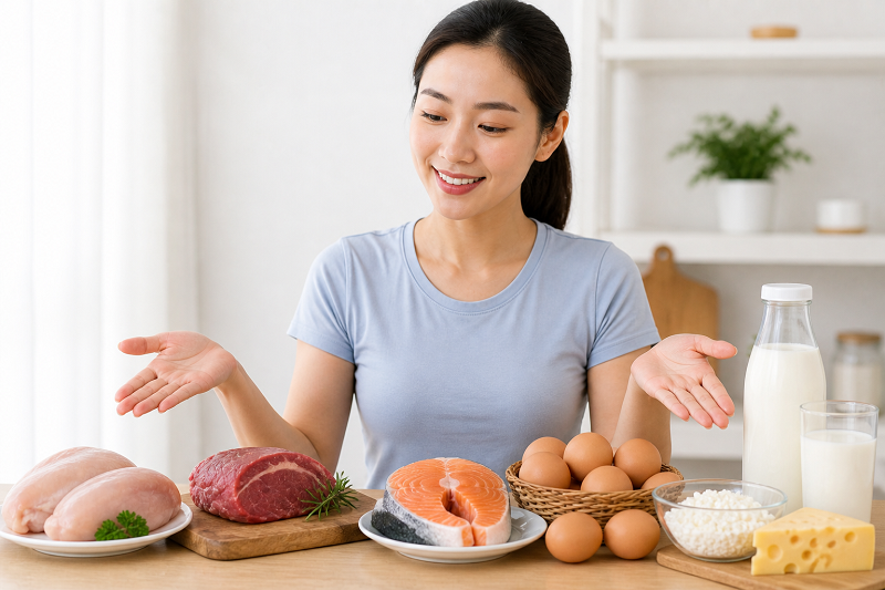 Thực phẩm giàu methionine bao gồm thịt, cá, trứng và sữa 