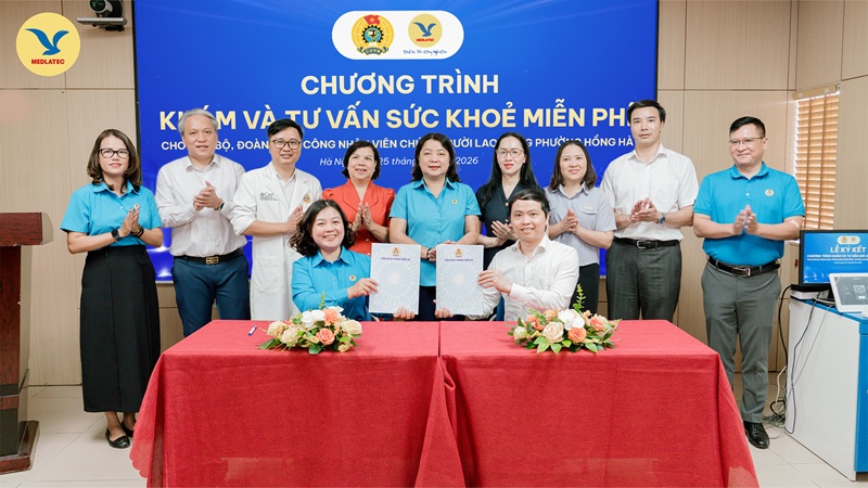Công đoàn phường Hồng Hà và BVĐK MEDLATEC ký kết chương trình chăm sóc sức khỏe cho người lao động trên địa bàn phường