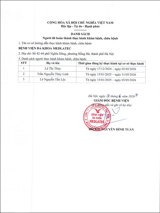 DS thực hành khám chữa bệnh T6/2026