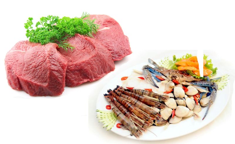 Thịt bò và hải sản bổ sung nguồn sắt dồi dào cho cơ thể